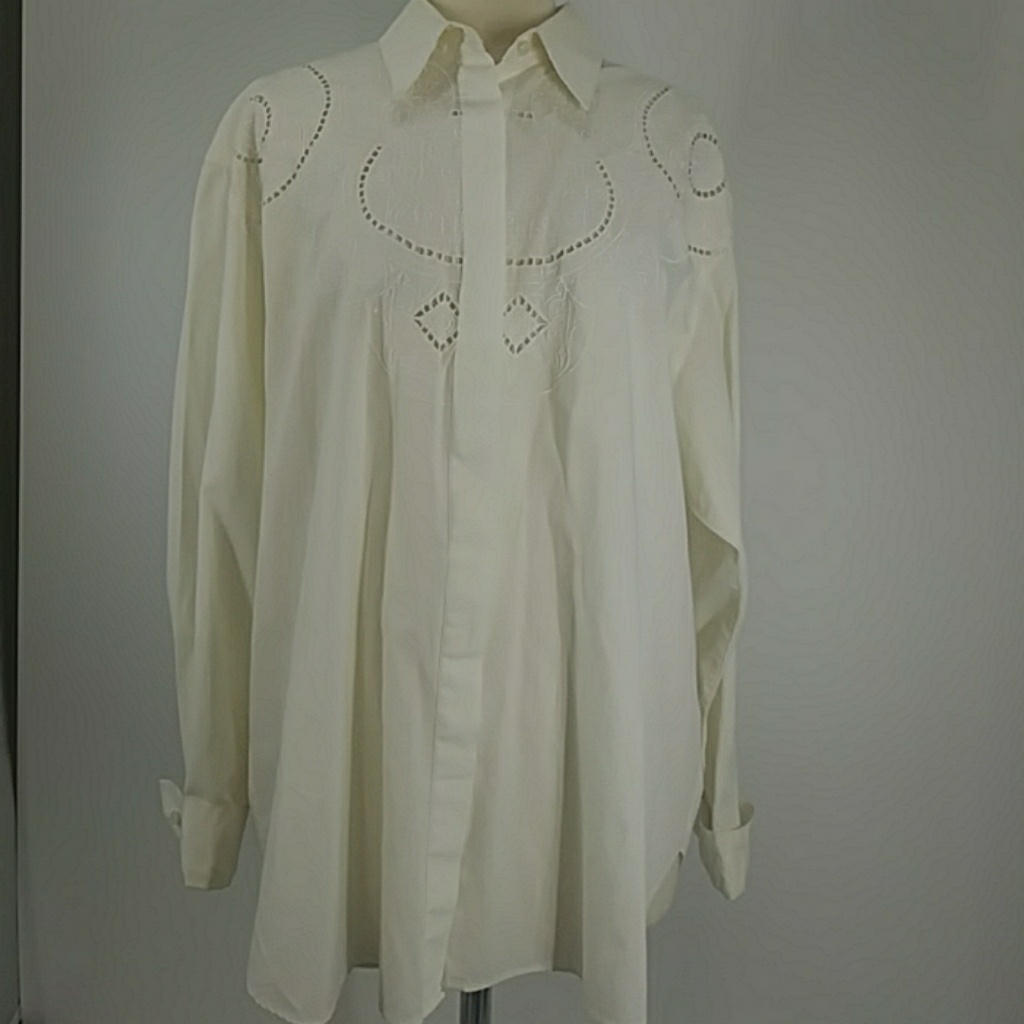 Essential Elements White Embroidered Shirt-Sz Xl